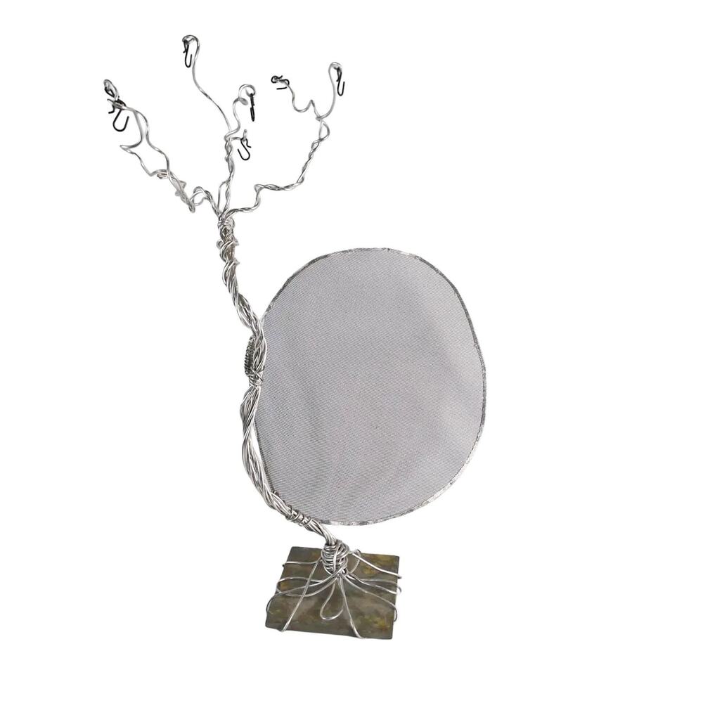 Large 24" Wire Tree & Screen Jewelry Display Holder Stone Base Retail Shop Booth
